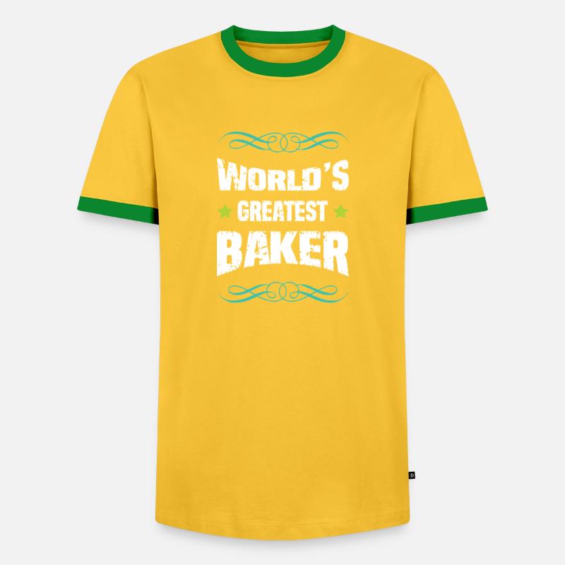 Weltbester Bäcker - Männer Kontrast-T-Shirt - Gelb/Grün 