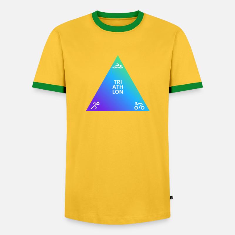 Triathlon Triangle Gradient Logo - Men's Ringer Shirt - yellow/green