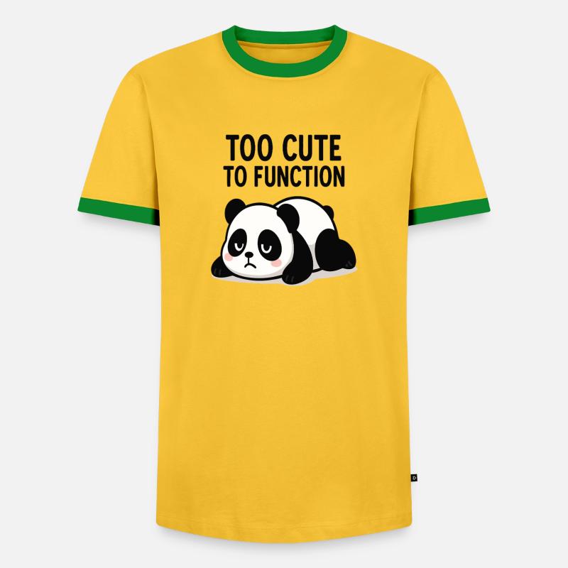 Panda Too Cute To Function - Men's Ringer Shirt - yellow/green 