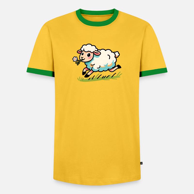 Lammhammel auf der Wiese - Männer Kontrast-T-Shirt - Gelb/Grün 