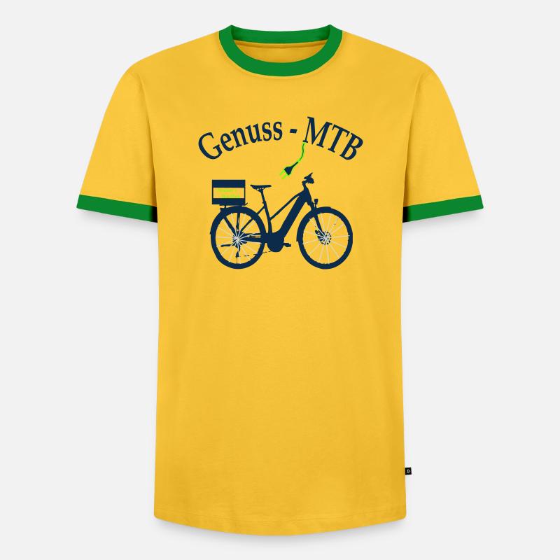 E-MTB-Damen - Männer Kontrast-T-Shirt - Gelb/Grün 