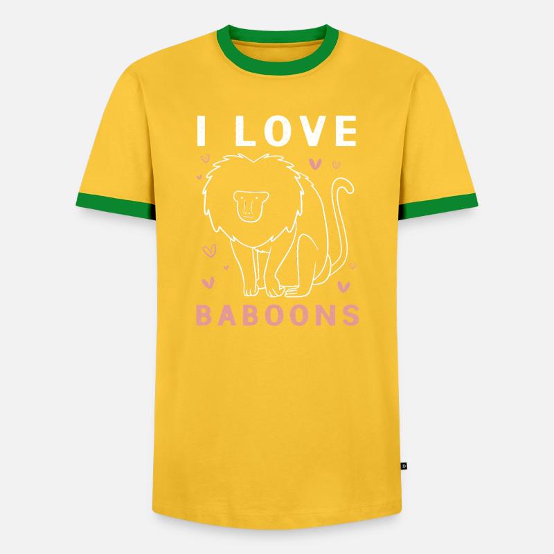 Baboon Primate Monkey Monkey Baboon - Men's Ringer Shirt - yellow/green