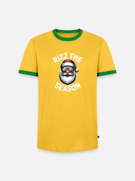 Rizz Die Saison Weihnachtsmann Grafik - Männer Kontrast-T-Shirt - Gelb/Grün