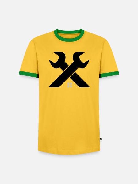 Home & Craft Logo – Wrench Crossed - Men's Ringer Shirt - yellow/green
