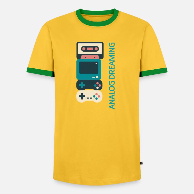 Analog Dreaming Console Stack - Men's Ringer Shirt - yellow/green 