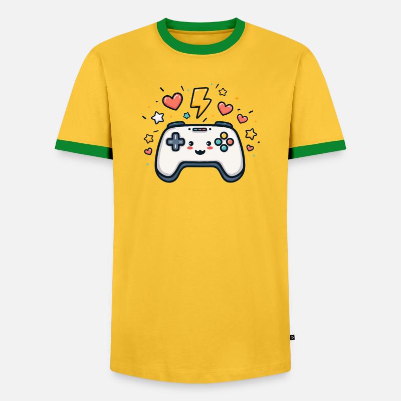 Kawaii Game Controller Sparkling - Men's Ringer Shirt - yellow/green 