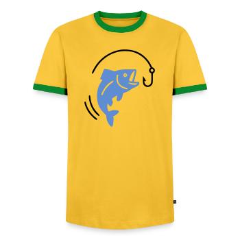 Pêche au poisson sur hameçon logo - T-shirt contrasté Homme - jaune/vert  - Devant - AI Model Female 172 light (172cm) & AI Model Male 178 dark (178cm)