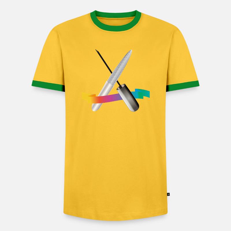Manicure Tools with Gradient Illustration - Men's Ringer Shirt - yellow/green 