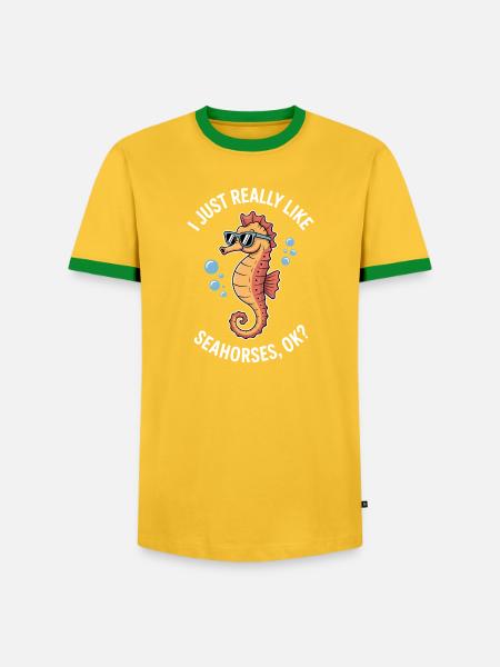 Seepferdchen Spruch Lustiges Seepferdchen Geschenk - Männer Kontrast-T-Shirt - Gelb/Grün
