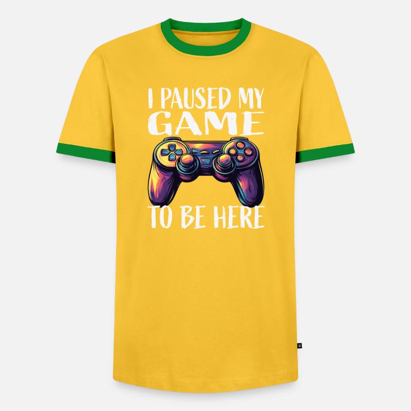 Game Pause Neon Controller - Men's Ringer Shirt - yellow/green 