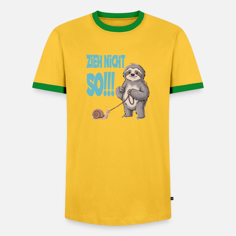 Don't pull so sloth with snail funnier - Men's Ringer Shirt - yellow/green
