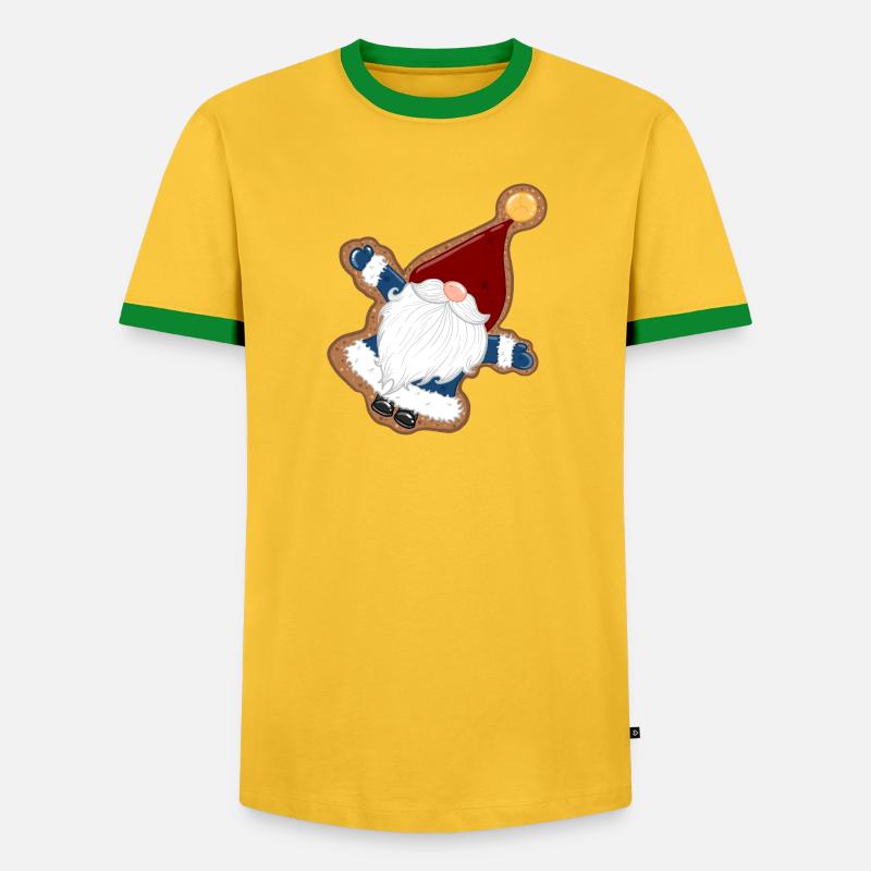 BiscuitSanta in a gingerbread frame - Men's Ringer Shirt - yellow/green 