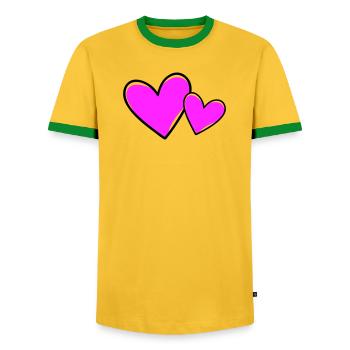 Coeurs Symbole Amour - T-shirt contrasté Homme - jaune/vert  - Devant - AI Model Female 172 light (172cm) & AI Model Male 178 dark (178cm)