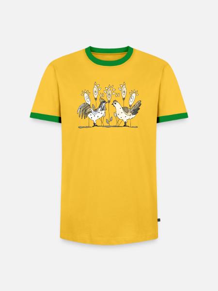 Hahn und Henne - Männer Kontrast-T-Shirt - Gelb/Grün