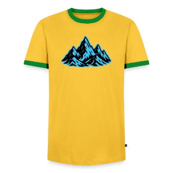 Mountains Summit Icon - Men's Ringer Shirt - yellow/green  - Front - AI Model Female 172 light (172cm) & AI Model Male 178 dark (178cm)