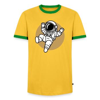 Saltonaut - Men's Ringer Shirt - yellow/green  - Front - AI Model Female 172 light (172cm) & AI Model Male 178 dark (178cm)
