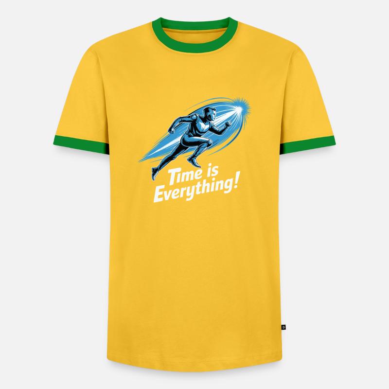 Time is Everything Runner - Men's Ringer Shirt - yellow/green