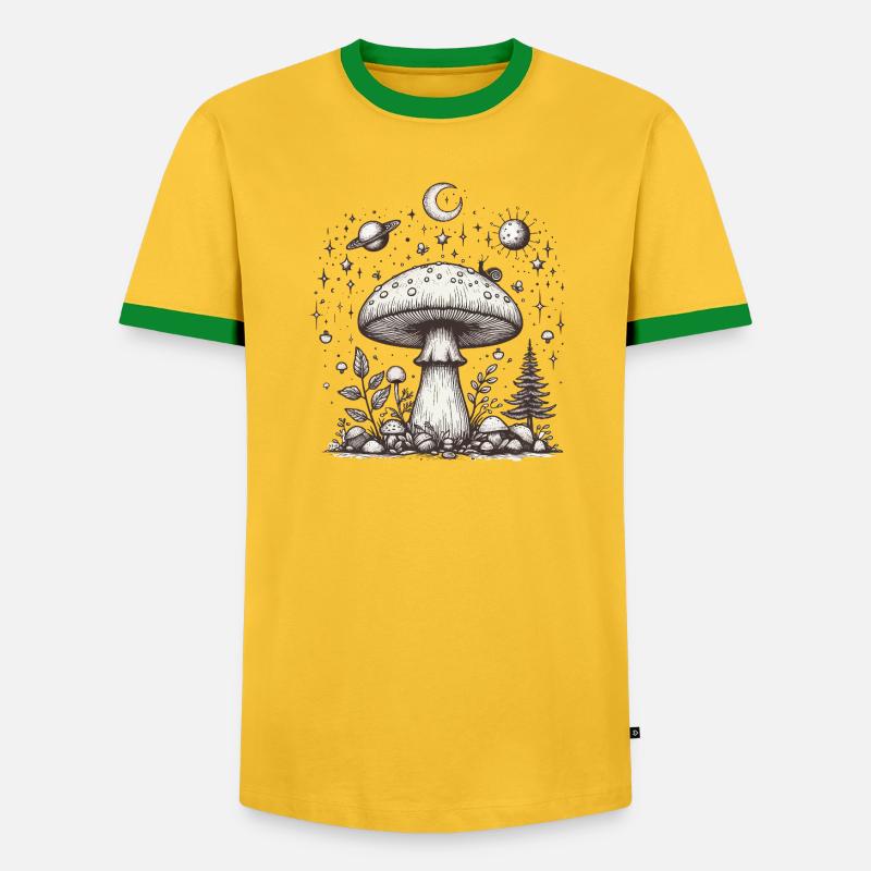 Toadstool Mushroom Psilo - Men's Ringer Shirt - yellow/green 
