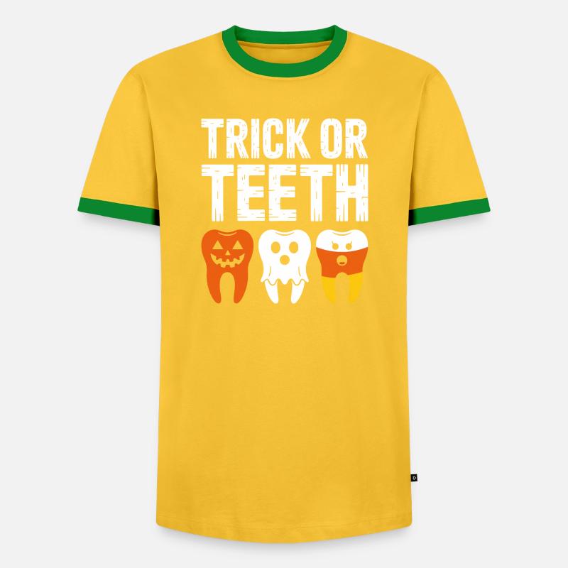 Trick oder Teeth Halloween-T-Shirt - Männer Kontrast-T-Shirt - Gelb/Grün 
