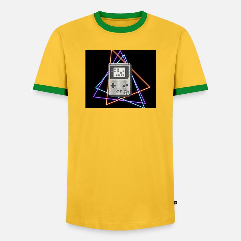Retro Game Console Neon - Men's Ringer Shirt - yellow/green