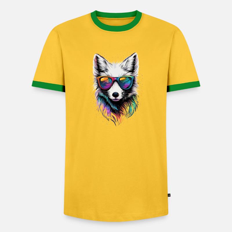 Polarfuchs Schneefuchs Eisfuchs Süßer Weißer Fuchs - Männer Kontrast-T-Shirt - Gelb/Grün 