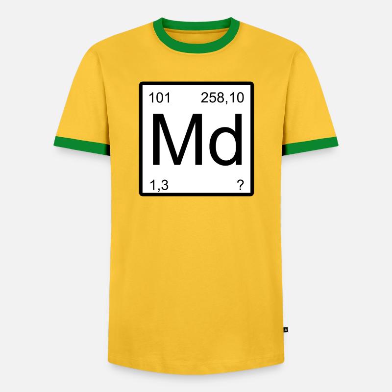 Md Mendelevium Element Monogram - Männer Kontrast-T-Shirt - Gelb/Grün