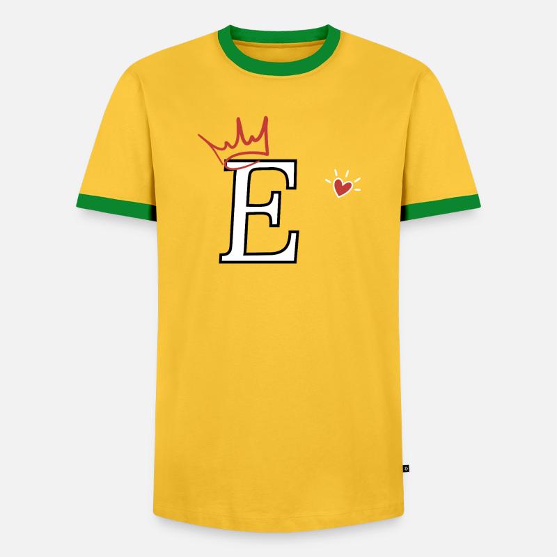 Buchstabe e Kronenherz - Männer Kontrast-T-Shirt - Gelb/Grün