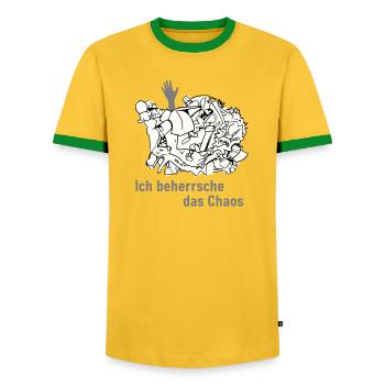 Je maîtrise le chaos - T-shirt contrasté Homme - jaune/vert  - Devant - AI Model Female 172 light (172cm) & AI Model Male 178 dark (178cm)