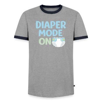 MODE COUCHE SUR LA CHEMISE – Conception Bébé & Parent - T-shirt contrasté Homme - gris/marine  - Devant - AI Model Female 172 light (172cm) & AI Model Male 178 light (178cm)