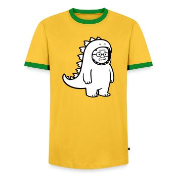 Karnevalmuffel Opa - T-shirt contrasté Homme - jaune/vert  - Devant - AI Model Female 172 light (172cm) & AI Model Male 178 dark (178cm)