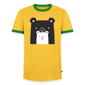 Bear Bear Polar Bear Brown Bear I Gift Idea - Men's Ringer Shirt - yellow/green  - Front - AI Model Female 172 light (172cm) & AI Model Male 178 dark (178cm)