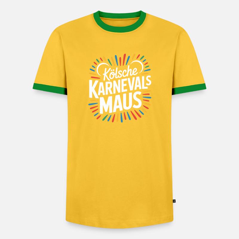Kölsche Karnevalsmaus Karneval Köln Kölner Maus - Männer Kontrast-T-Shirt - Gelb/Grün 