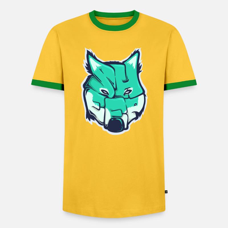 Wolf-Sheep, a drawn word - Men's Ringer Shirt - yellow/green 