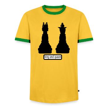 king_and_queen - Männer Kontrast-T-Shirt - Gelb/Grün  - Vorne - AI Model Female 172 light (172cm) & AI Model Male 178 dark (178cm)