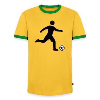 Silhouette du footballeur - T-shirt contrasté Homme - jaune/vert  - Devant - AI Model Female 172 light (172cm) & AI Model Male 178 dark (178cm)