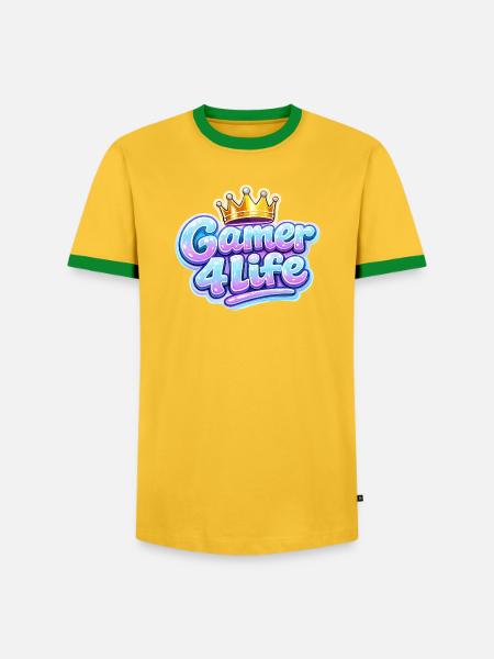 Gamer 4 Life Krone Design - Männer Kontrast-T-Shirt - Gelb/Grün