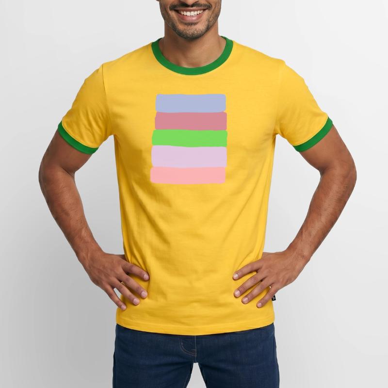 Pastellstreifen-Stack Männer Kontrast-T-Shirt