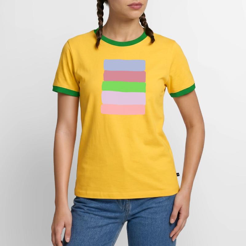 Pastellstreifen-Stack Männer Kontrast-T-Shirt