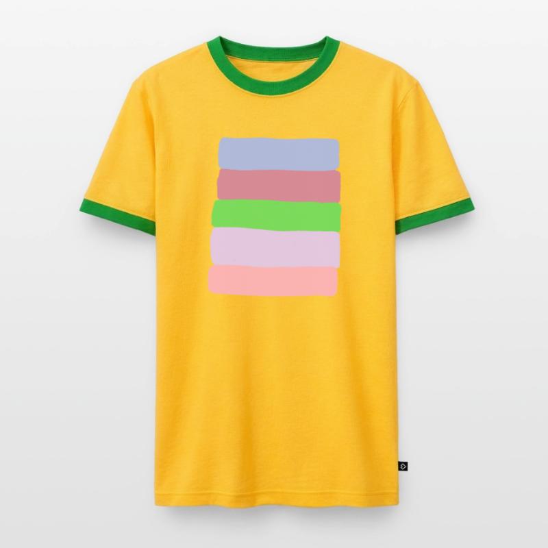 Pastellstreifen-Stack Männer Kontrast-T-Shirt