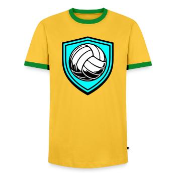 Blason du ballon de volley-ball - T-shirt contrasté Homme - jaune/vert  - Devant - AI Model Female 172 light (172cm) & AI Model Male 178 dark (178cm)