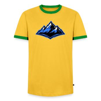 Berge Symbol Alpen - Männer Kontrast-T-Shirt - Gelb/Grün  - Vorne - AI Model Female 172 light (172cm) & AI Model Male 178 dark (178cm)