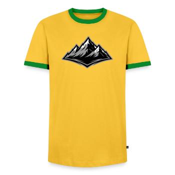Mountains Symbol Alps - Men's Ringer Shirt - yellow/green  - Front - AI Model Female 172 light (172cm) & AI Model Male 178 dark (178cm)