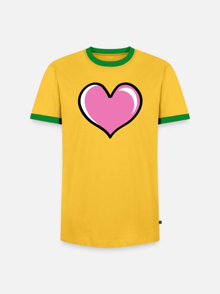 Heart Love - Men's Ringer Shirt - yellow/green 