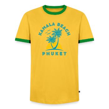 Palmier du coucher de soleil de la plage de Kamala à Phuket - T-shirt contrasté Homme - jaune/vert  - Devant - AI Model Female 172 light (172cm) & AI Model Male 178 dark (178cm)