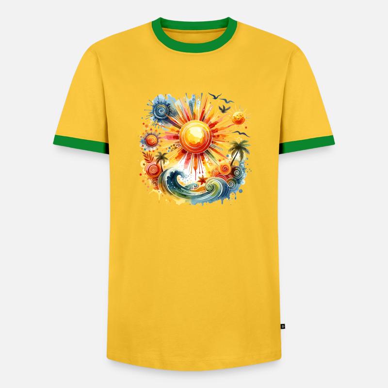 Sunfire Beach Harmony - Men's Ringer Shirt - yellow/green