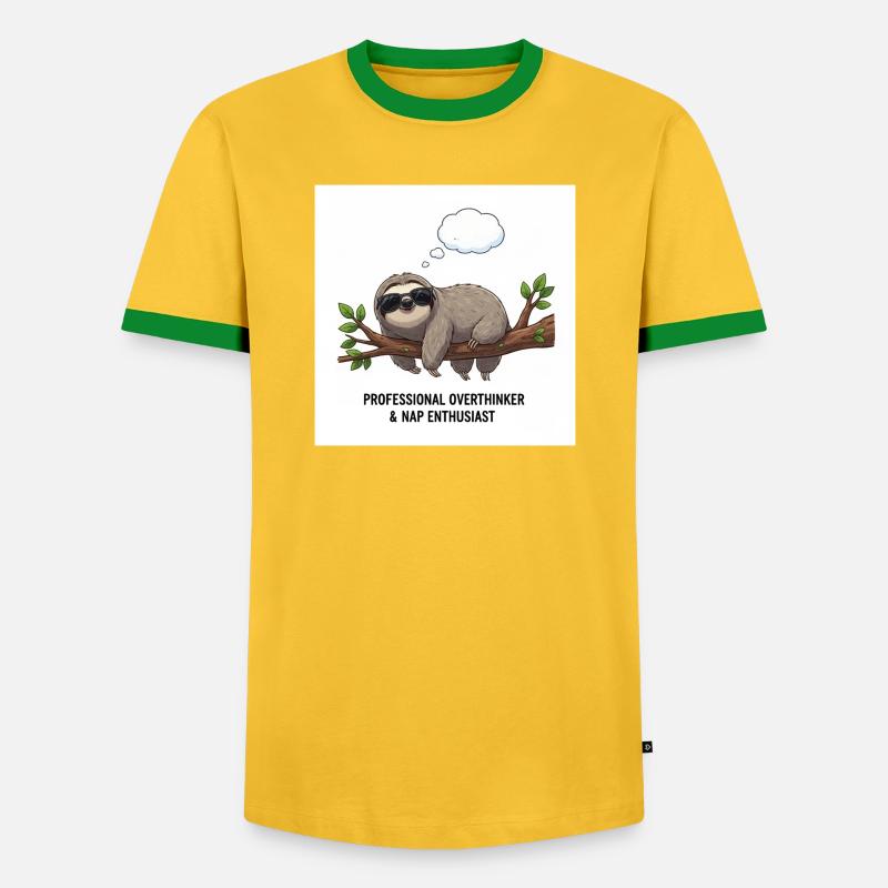 Sloth thinker on Tak - Men's Ringer Shirt - yellow/green