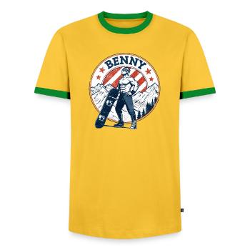 Benny, Vintage-Look - Männer Kontrast-T-Shirt - Gelb/Grün  - Vorne - AI Model Female 172 light (172cm) & AI Model Male 178 dark (178cm)