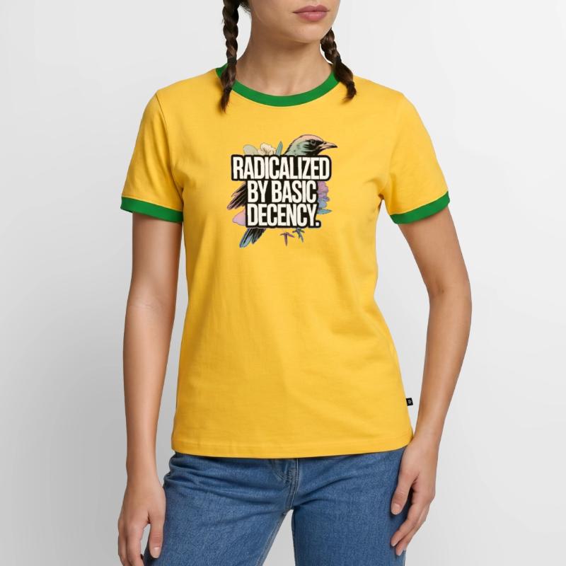 Radicalized by Basic Decency Statement Männer Kontrast-T-Shirt