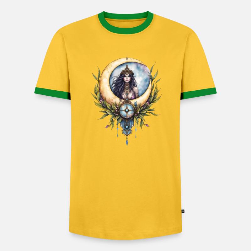 Celestial Queen Moon - Men's Ringer Shirt - yellow/green 