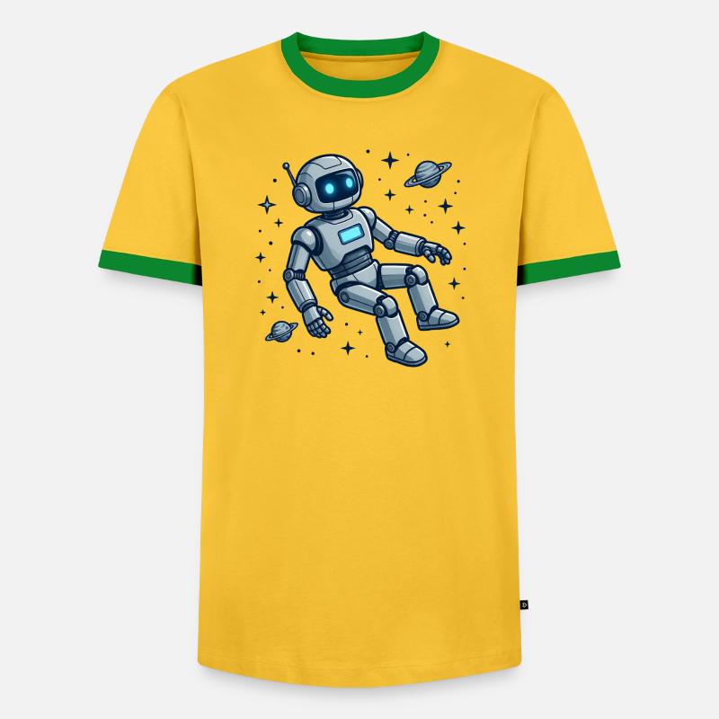 4 Le Robot dans l'espace - T-shirt contrasté Homme - jaune/vert